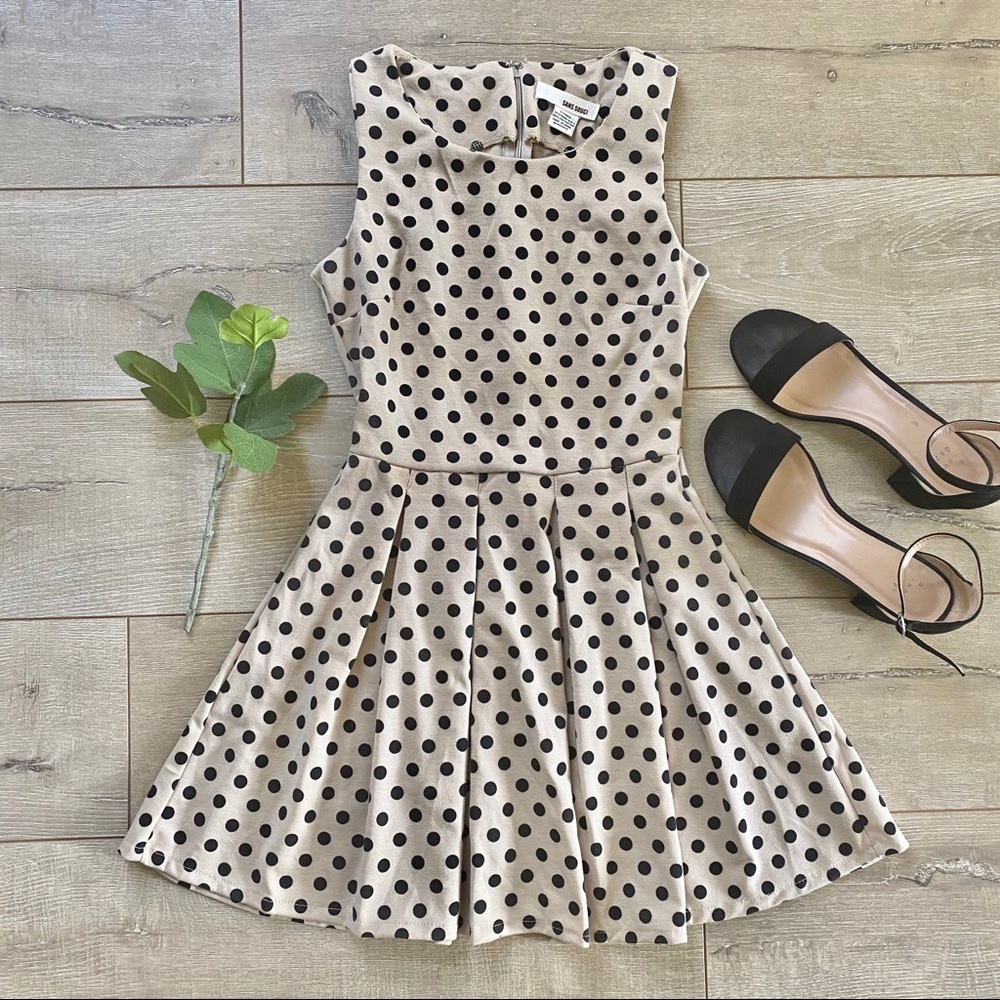 Sans Souci Dress Polka Dots Tan & Black Si…